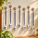 Blue Nazar Harmony 7-Bell Wall Hanging Set with Hook