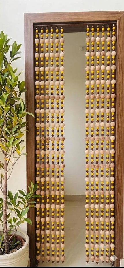 🌿 PunyaChakra “Earthy Harmony” Wooden Bead Door Curtain – Decorative Beaded Door Hanging Set of - 10