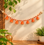 🧡 Handcrafted Orange Ceramic Bell Hanging – 7 Bells